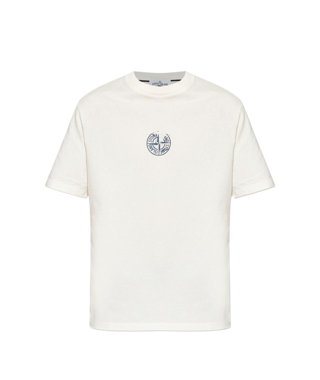 STONE ISLAND Белая хлопковая футболка, фото 1