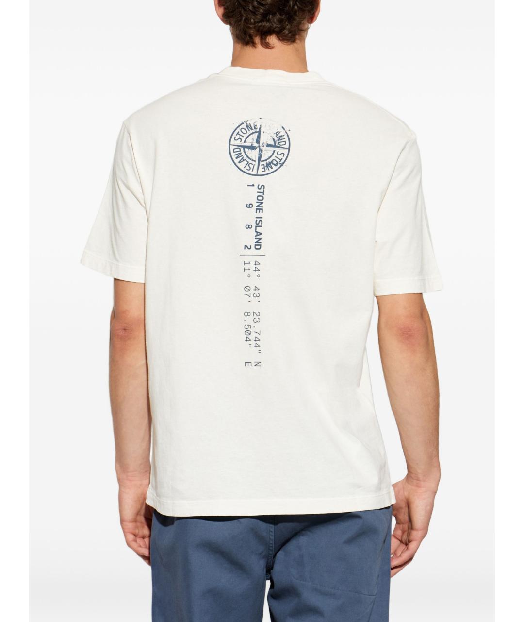 STONE ISLAND Белая хлопковая футболка, фото 2