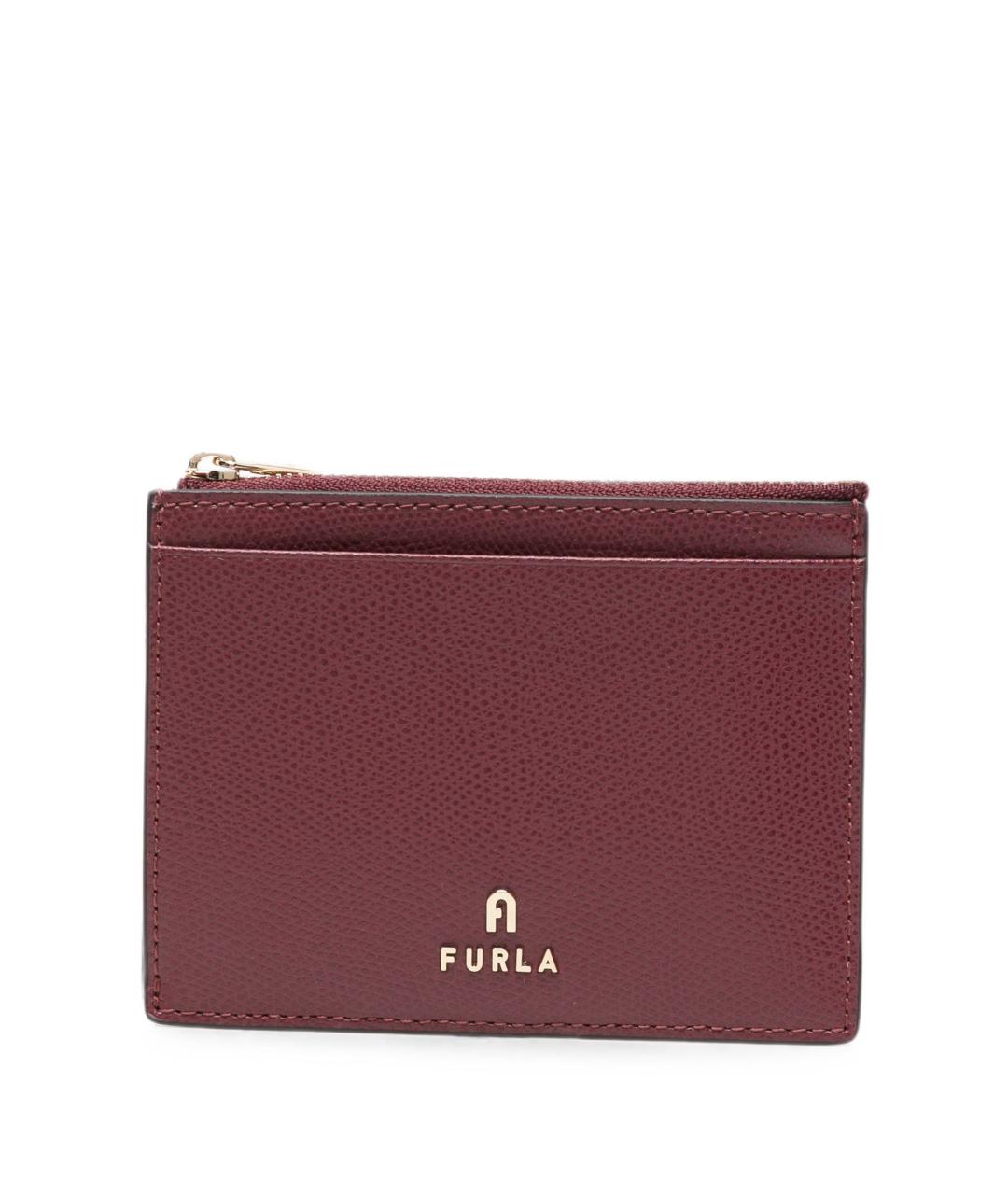 FURLA Бордовый кожаный кардхолдер, фото 1