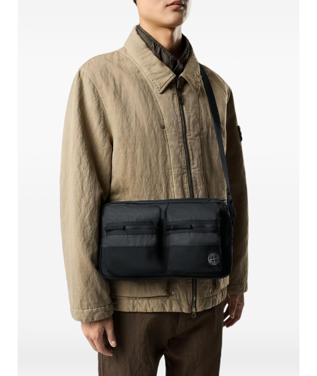 STONE ISLAND Черная нейлоновая сумка на плечо, фото 3