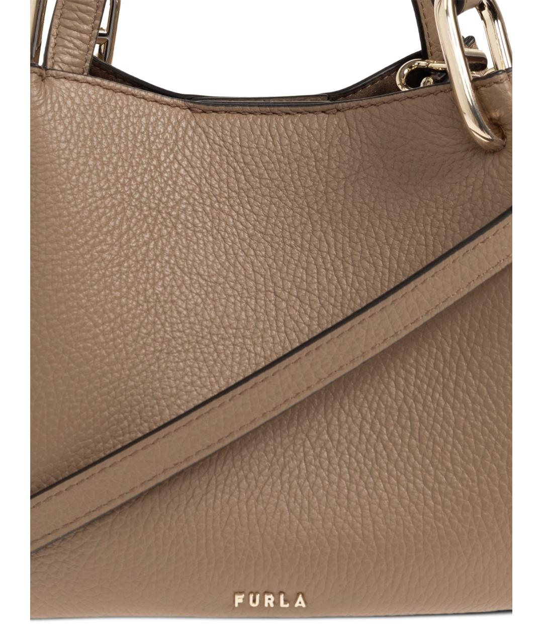 FURLA Коричневая кожаная сумка с короткими ручками, фото 5