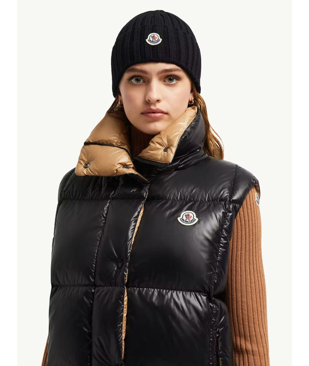 MONCLER Черная шерстяная шапка, фото 2
