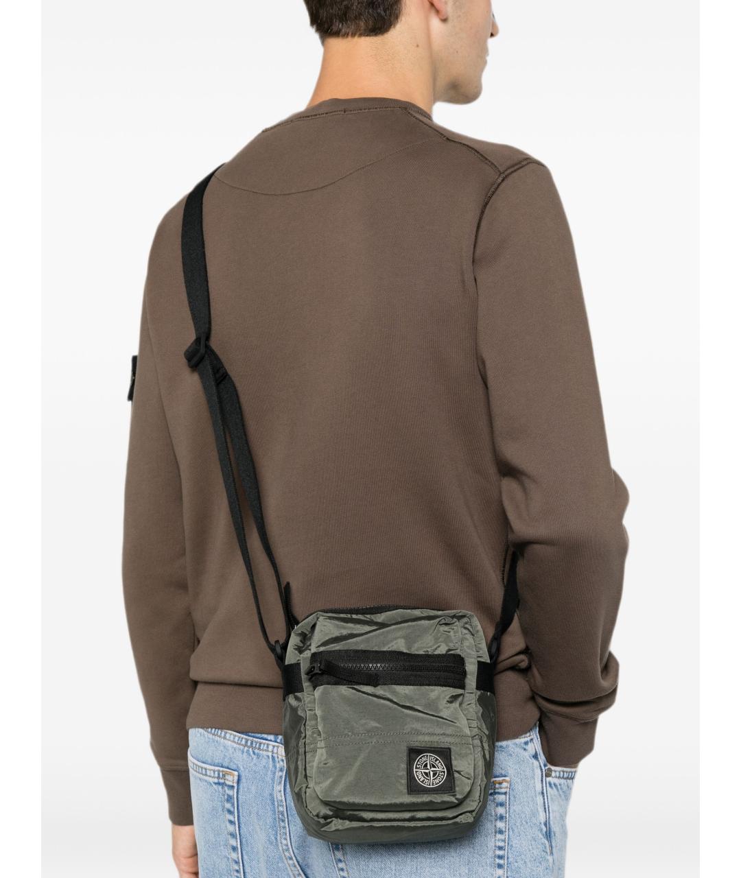 STONE ISLAND Хаки нейлоновая сумка на плечо, фото 3
