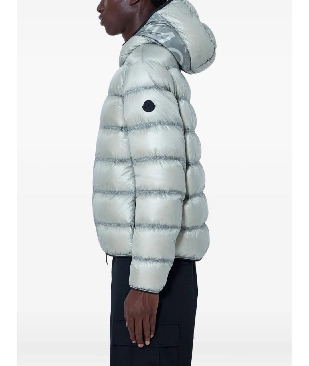 MONCLER Серебряный полиамидовый пуховик, фото 2