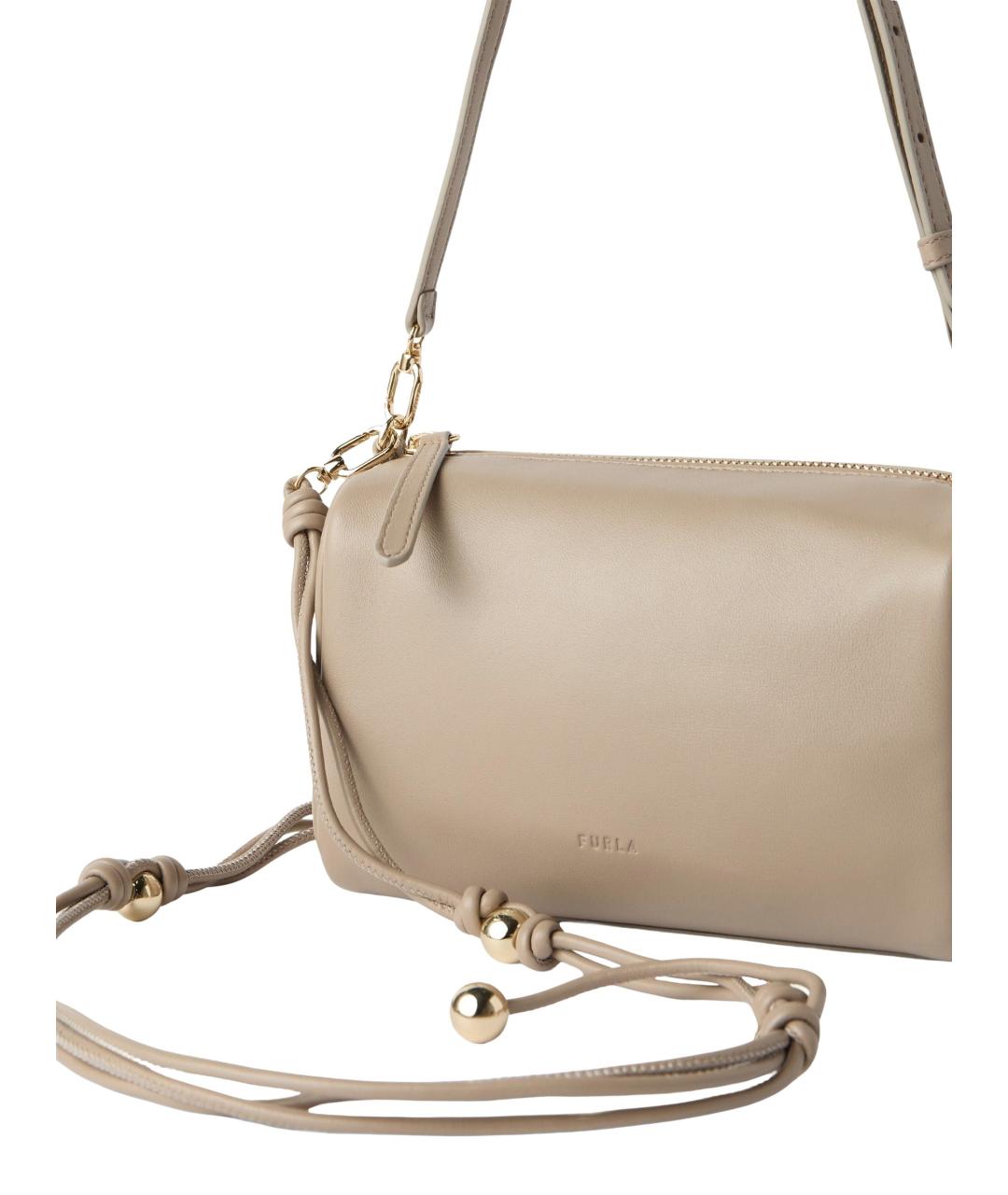 FURLA Бежевая кожаная сумка через плечо, фото 3