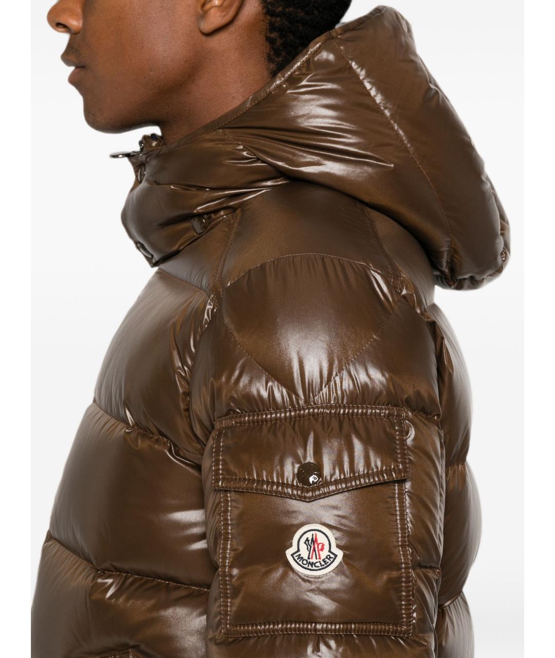 MONCLER Коричневая нейлоновая куртка, фото 4