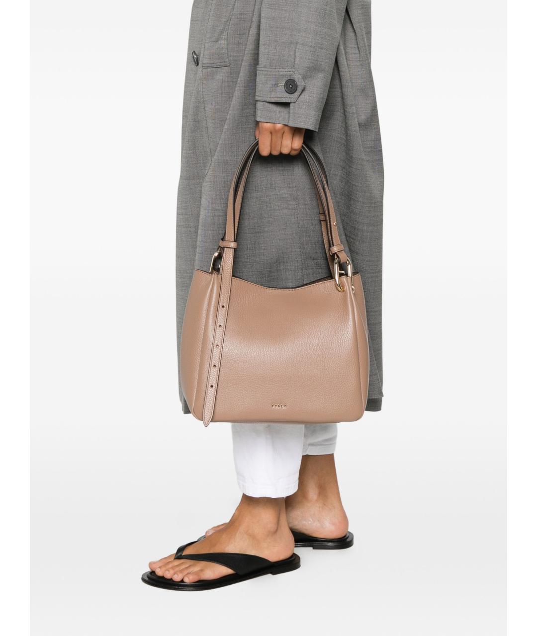 FURLA Бежевая кожаная сумка тоут, фото 4