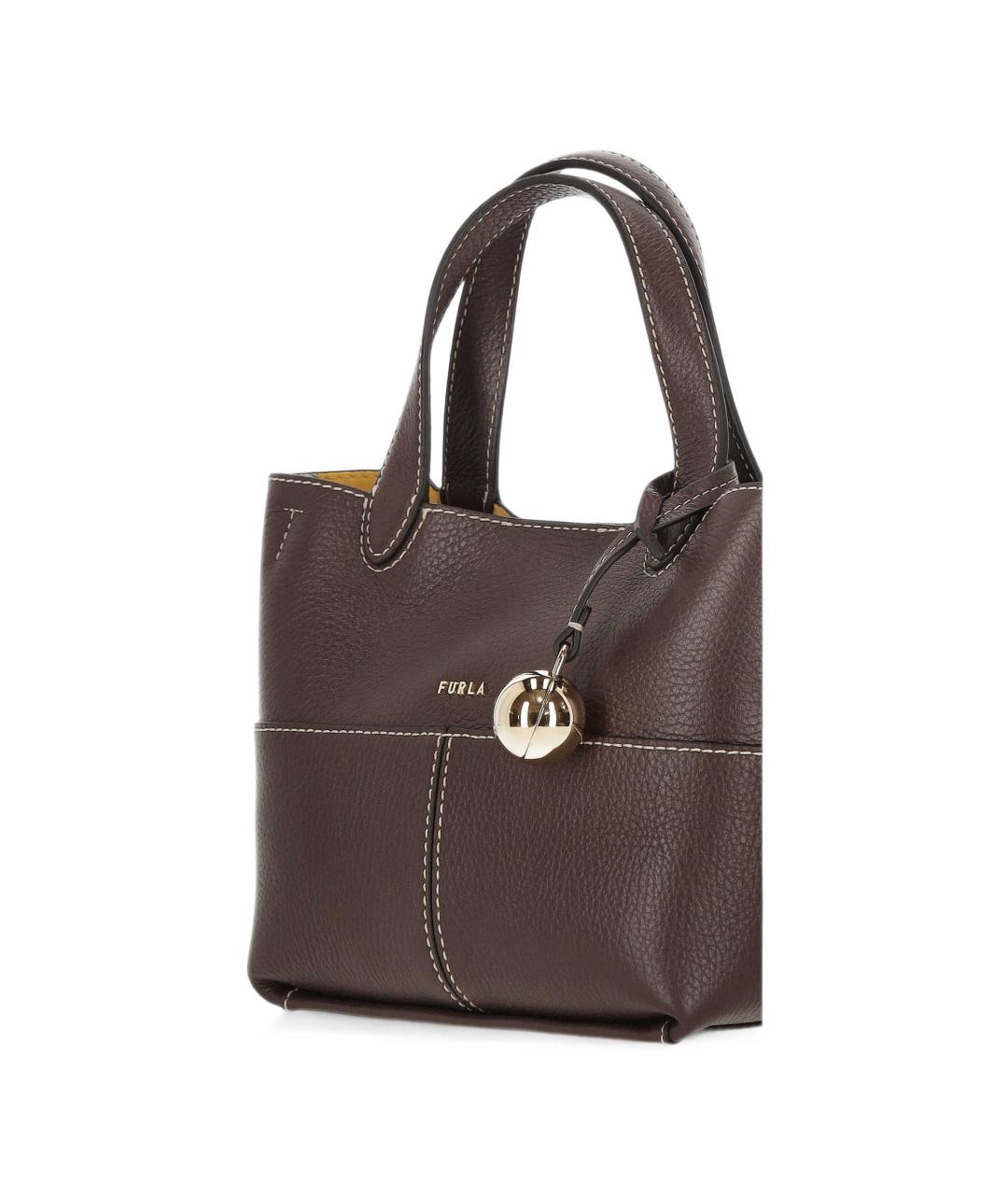 FURLA Коричневая кожаная сумка тоут, фото 3