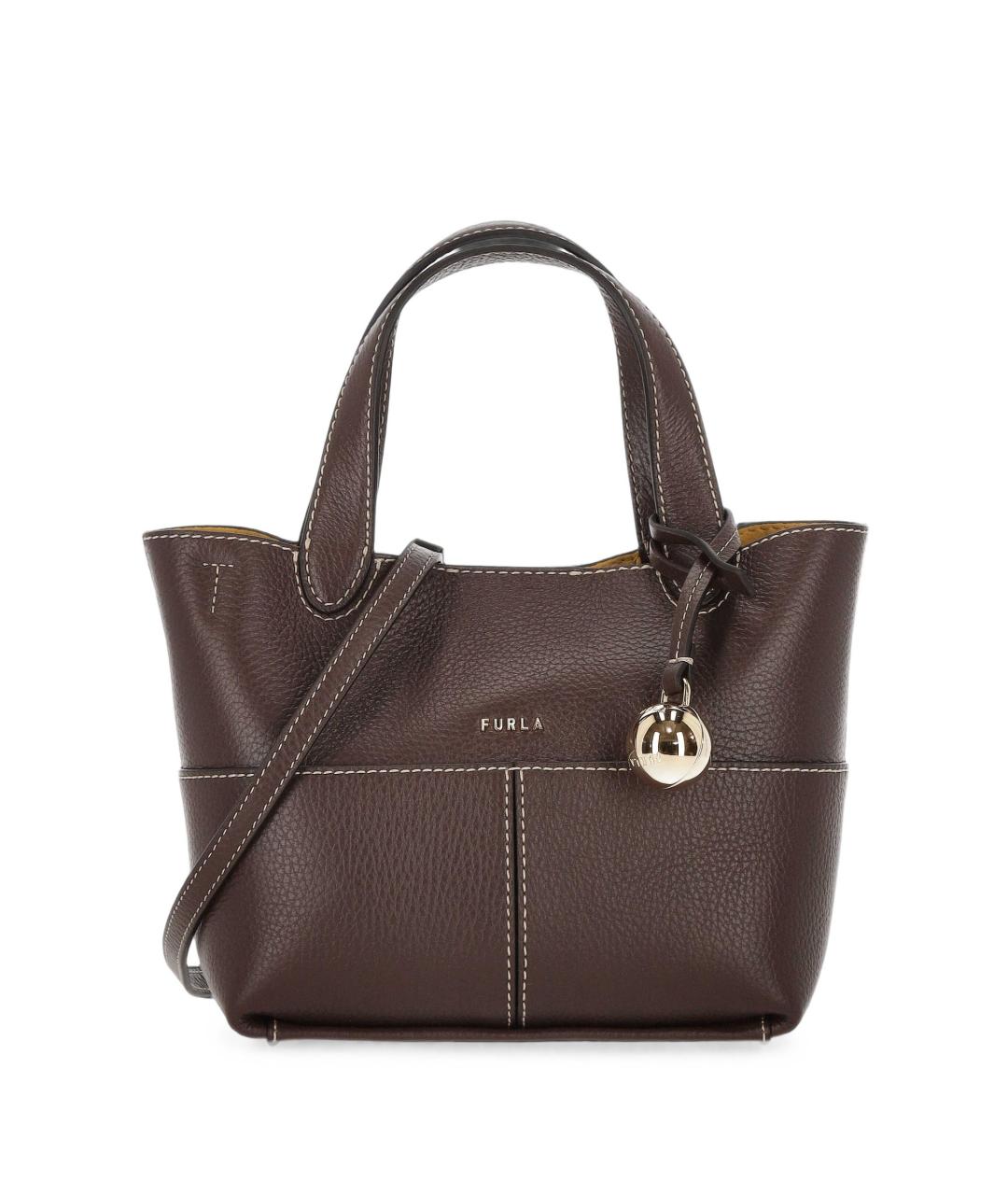 FURLA Коричневая кожаная сумка тоут, фото 1