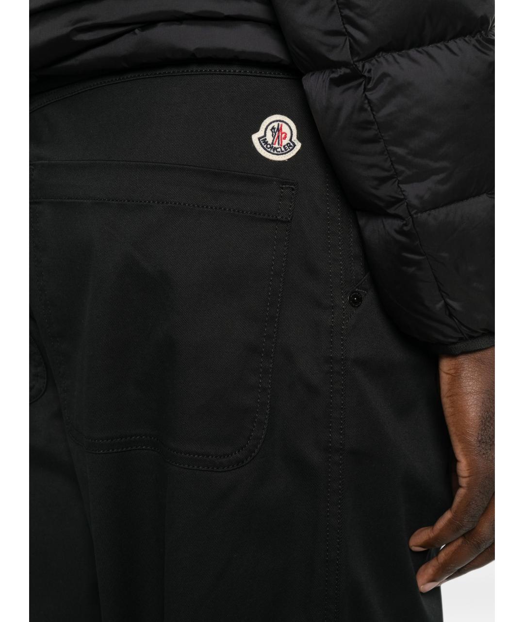 MONCLER Черные хлопковые повседневные брюки, фото 4
