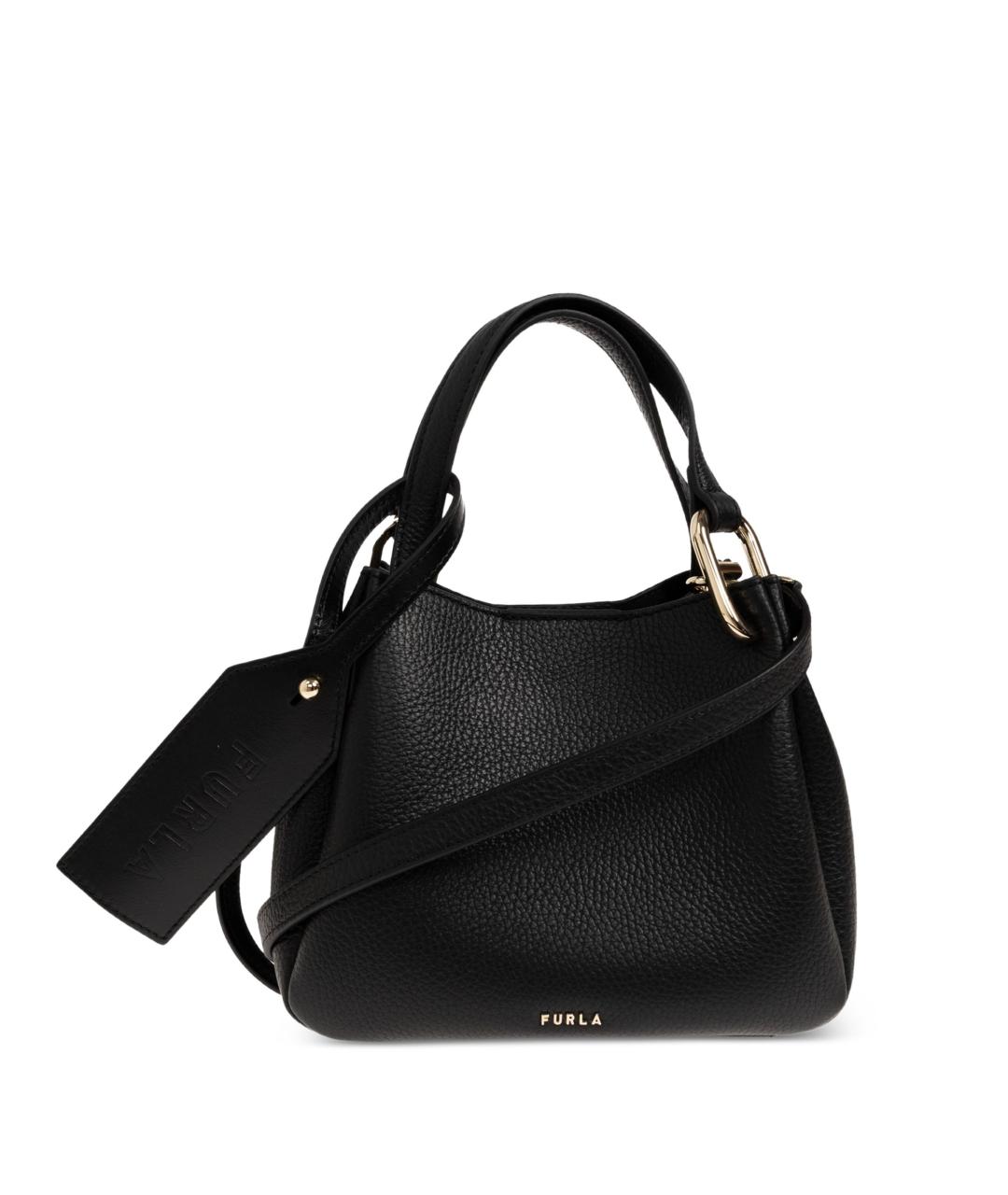 FURLA Черная кожаная сумка с короткими ручками, фото 1