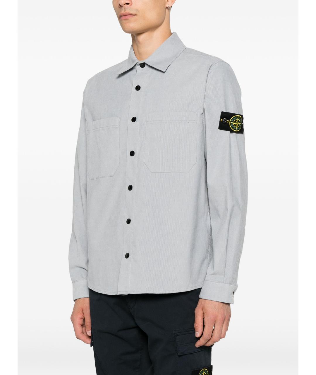 STONE ISLAND Серая хлопковая кэжуал рубашка, фото 3