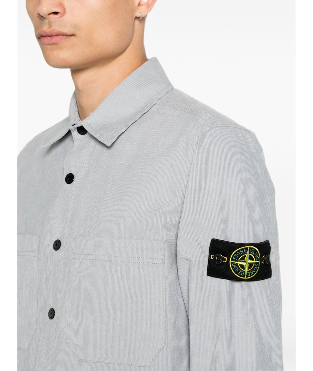 STONE ISLAND Серая хлопковая кэжуал рубашка, фото 4