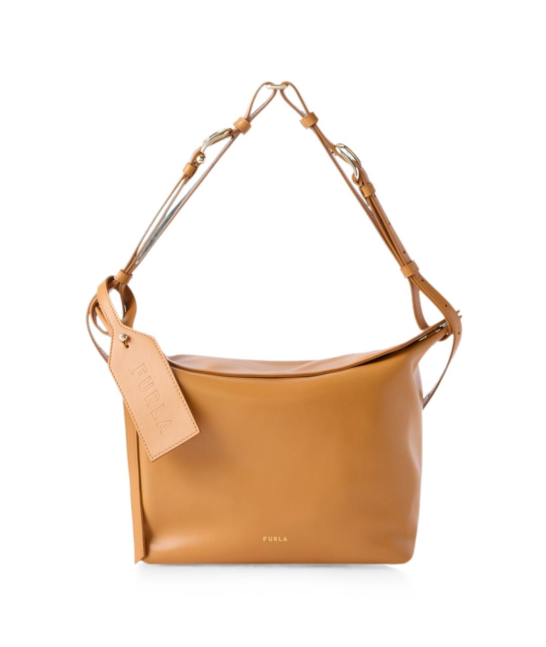 FURLA Бежевая кожаная сумка через плечо, фото 1