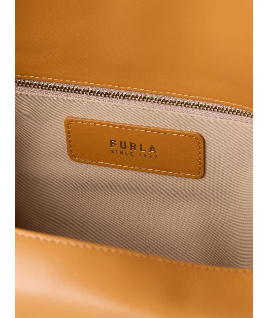 FURLA Бежевая кожаная сумка через плечо, фото 4