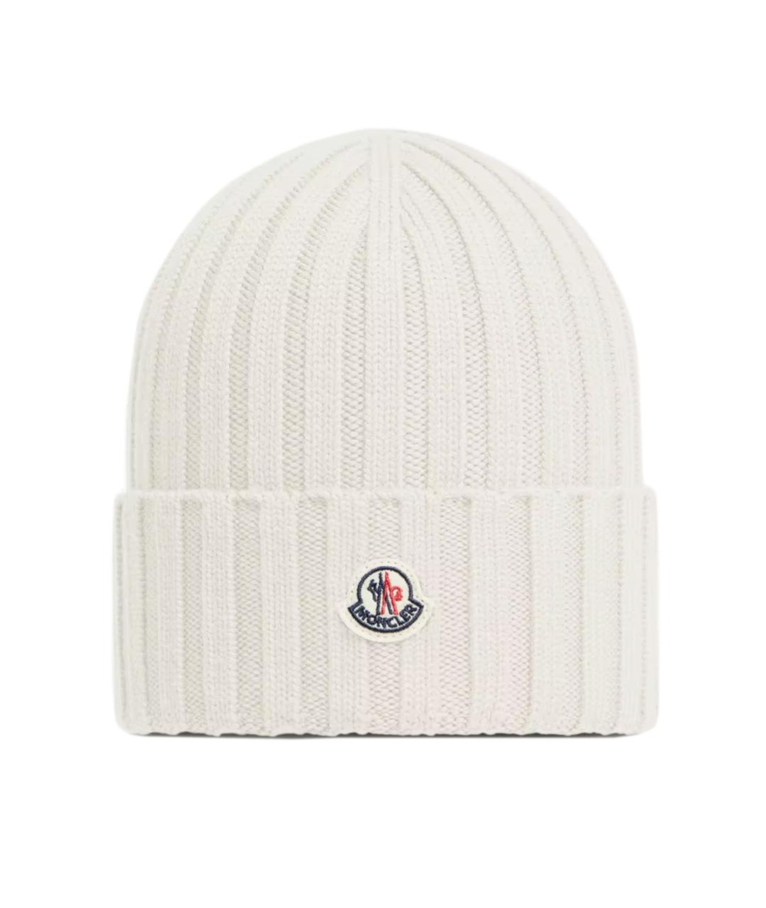 MONCLER Белая шерстяная шапка, фото 1