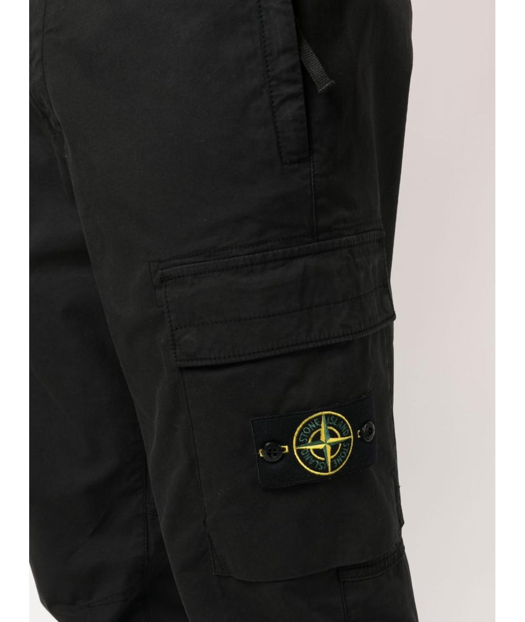 STONE ISLAND Черные хлопковые повседневные брюки, фото 5