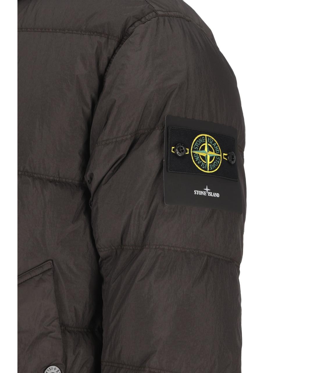 STONE ISLAND Серый полиамидовый пуховик, фото 4