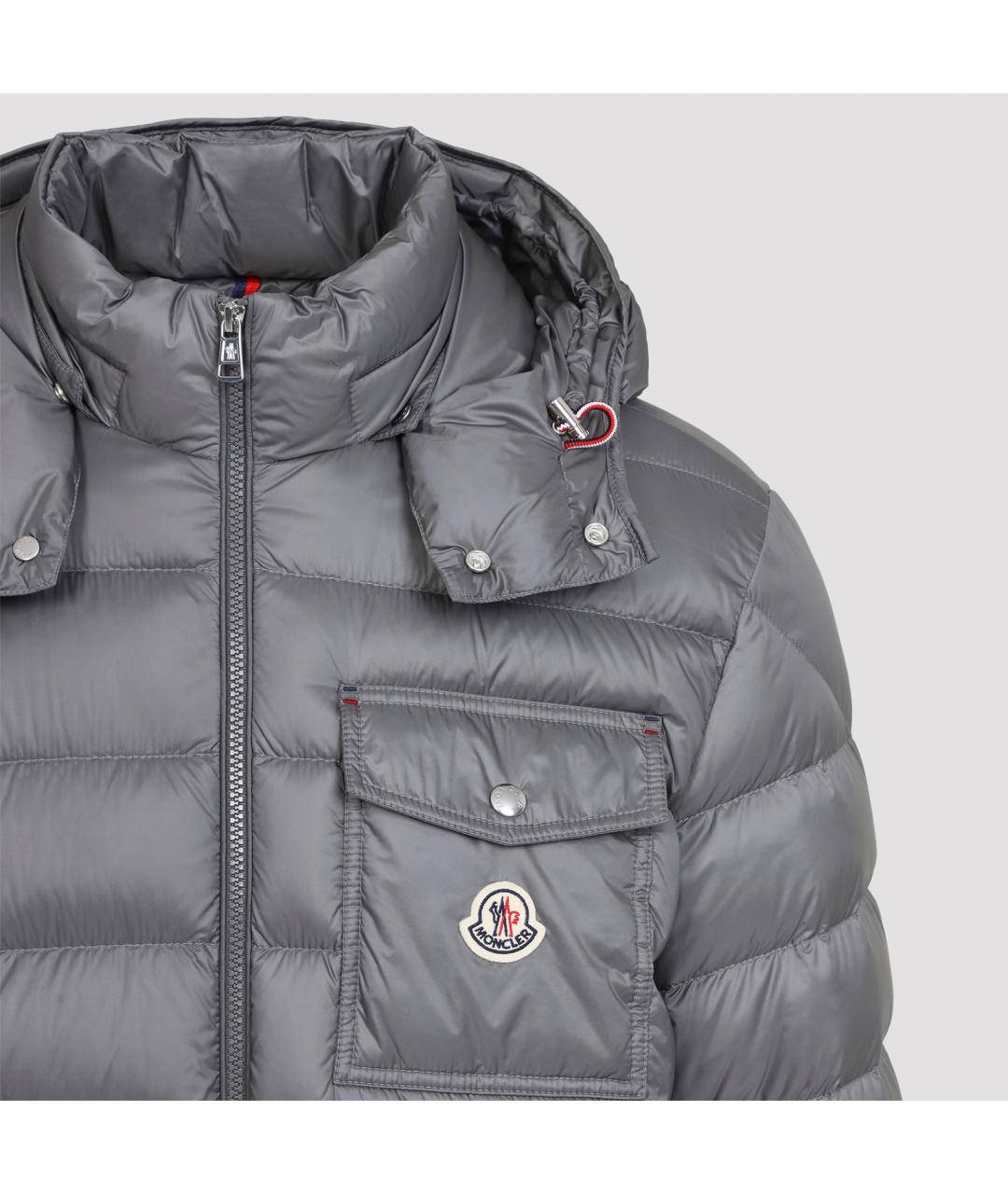 MONCLER Серый полиамидовый пуховик, фото 4