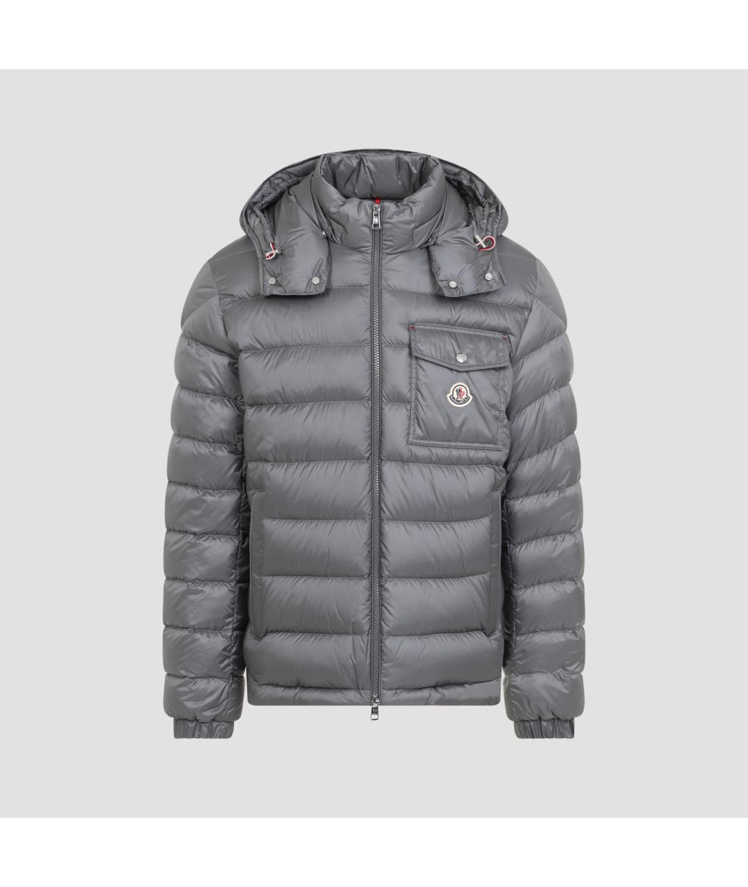 MONCLER Серый полиамидовый пуховик, фото 2