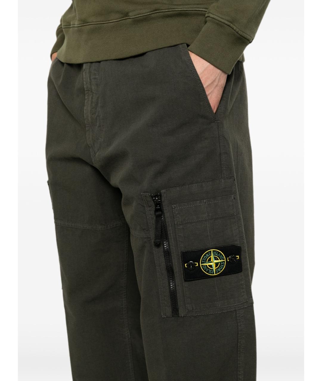 STONE ISLAND Серые хлопковые повседневные брюки, фото 4