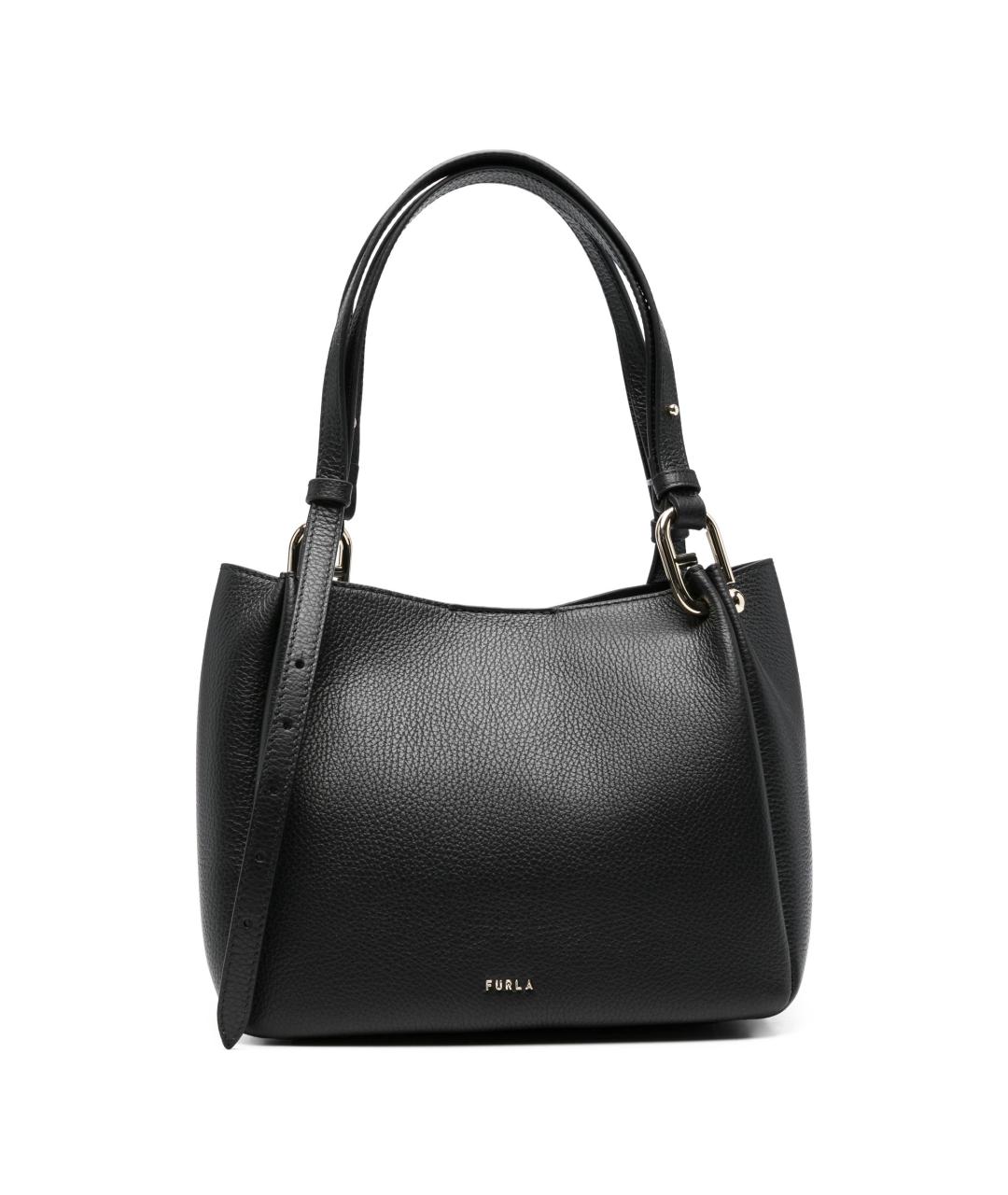 FURLA Черная кожаная сумка тоут, фото 1