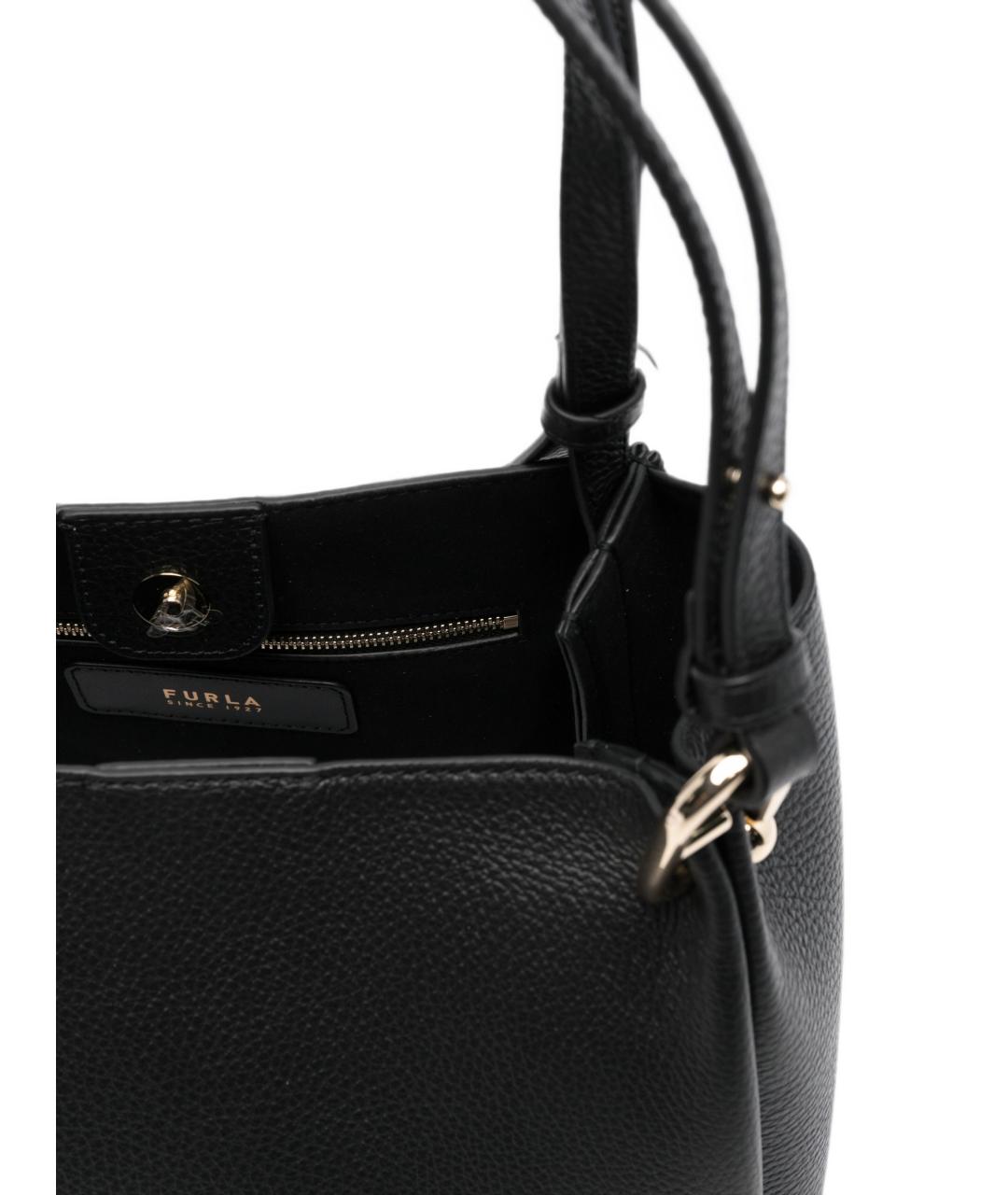 FURLA Черная кожаная сумка тоут, фото 2