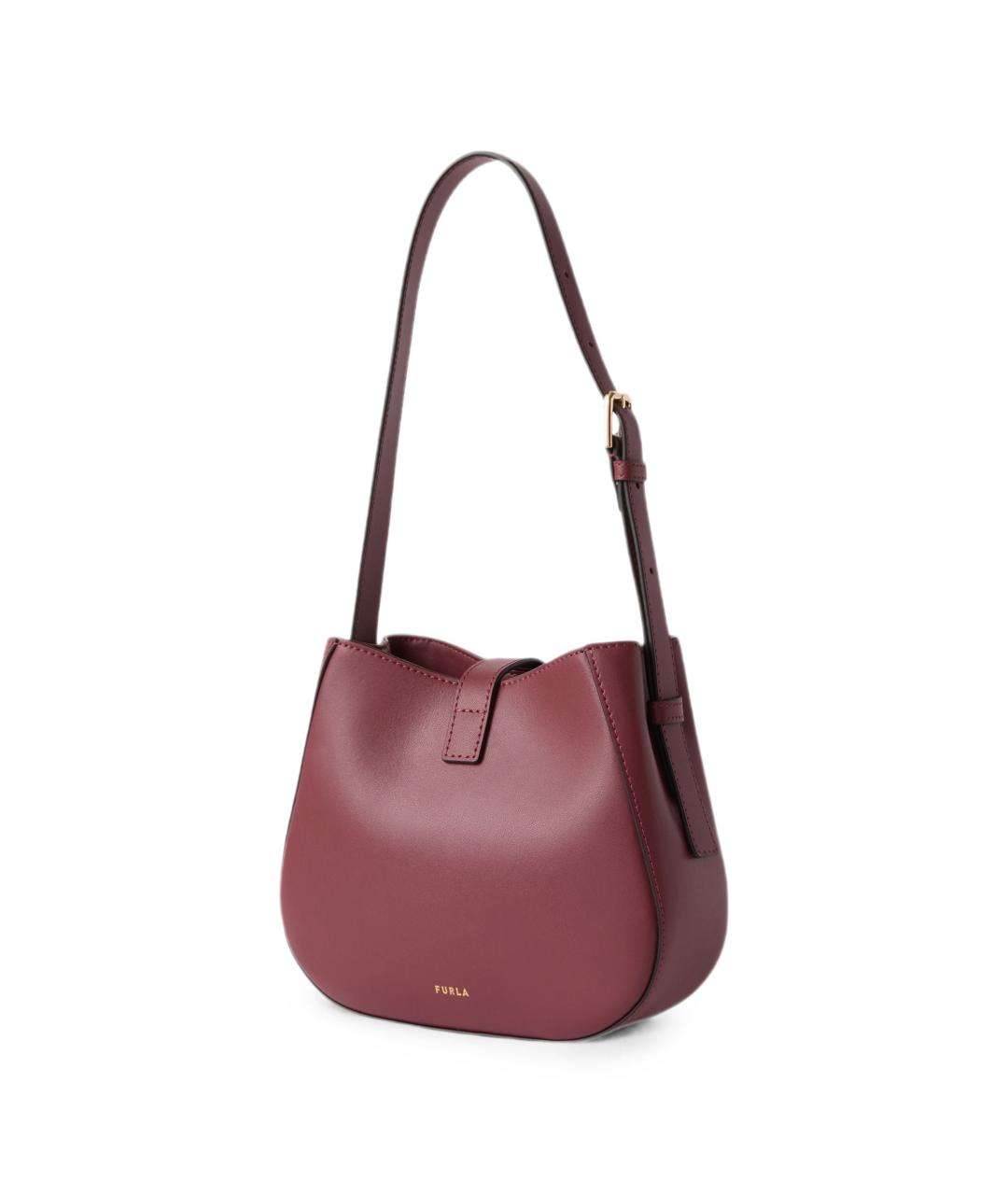 FURLA Бордовая кожаная сумка через плечо, фото 4