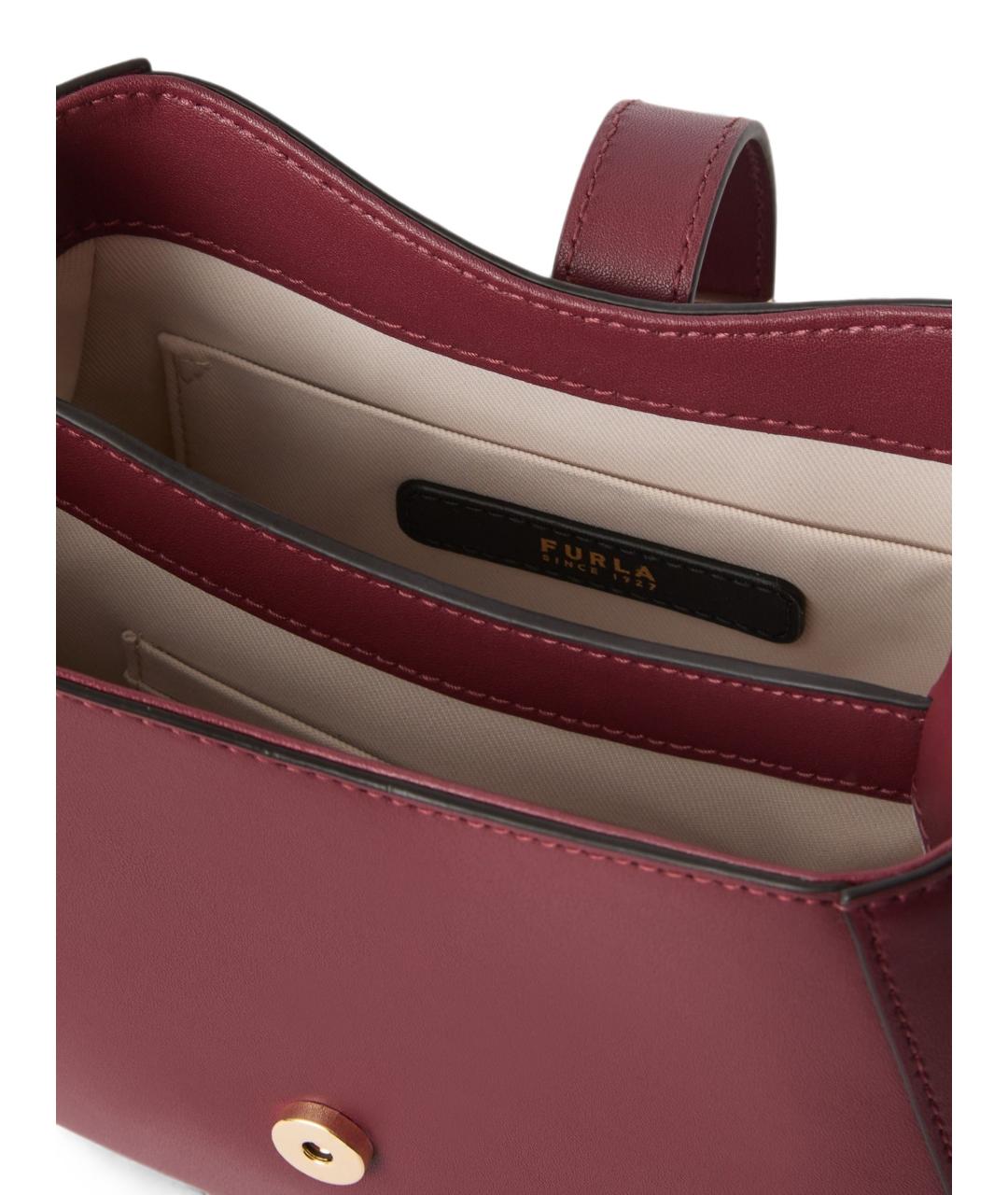 FURLA Бордовая кожаная сумка через плечо, фото 3