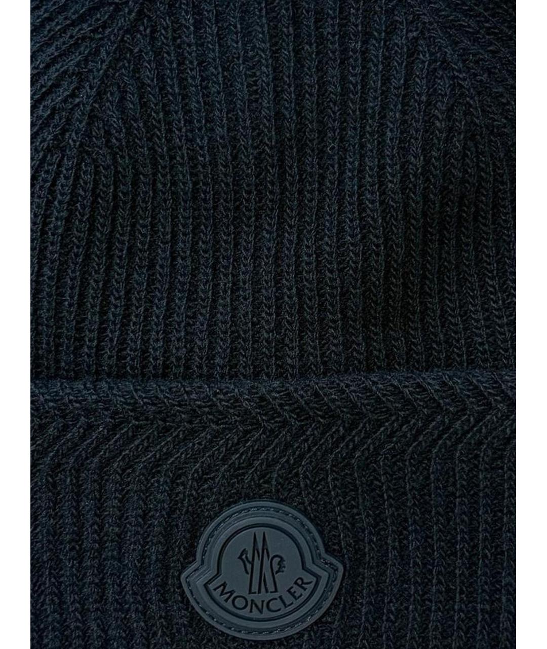 MONCLER Черная шерстяная шапка, фото 2