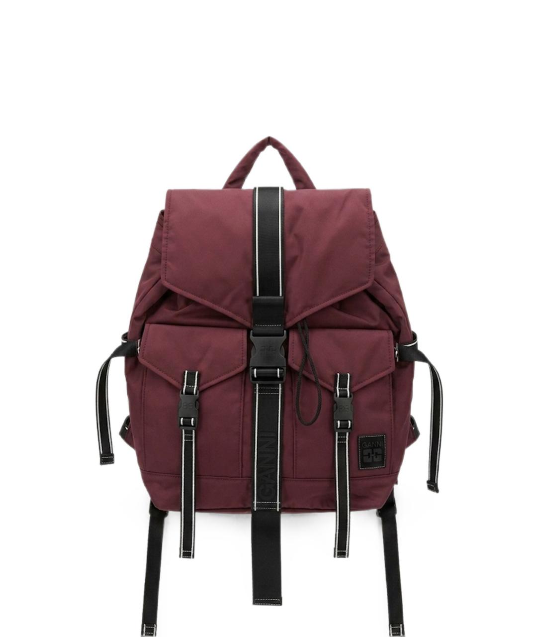 GANNI Бордовый нейлоновый рюкзак, фото 1