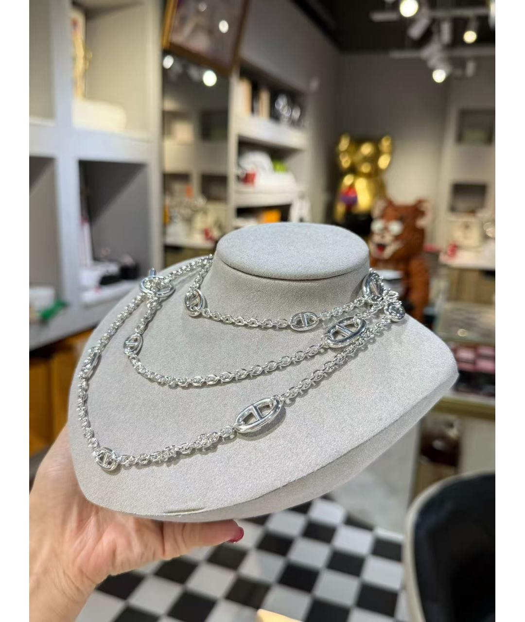HERMES Серебряное серебряное колье, фото 4