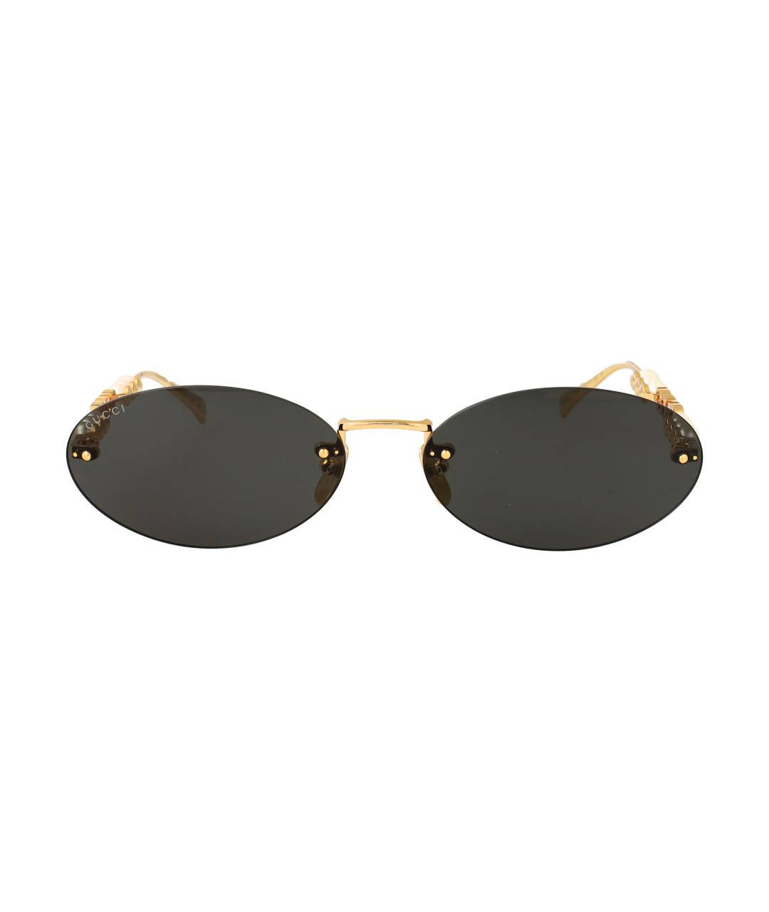 GUCCI Золотые металлические солнцезащитные очки, фото 2