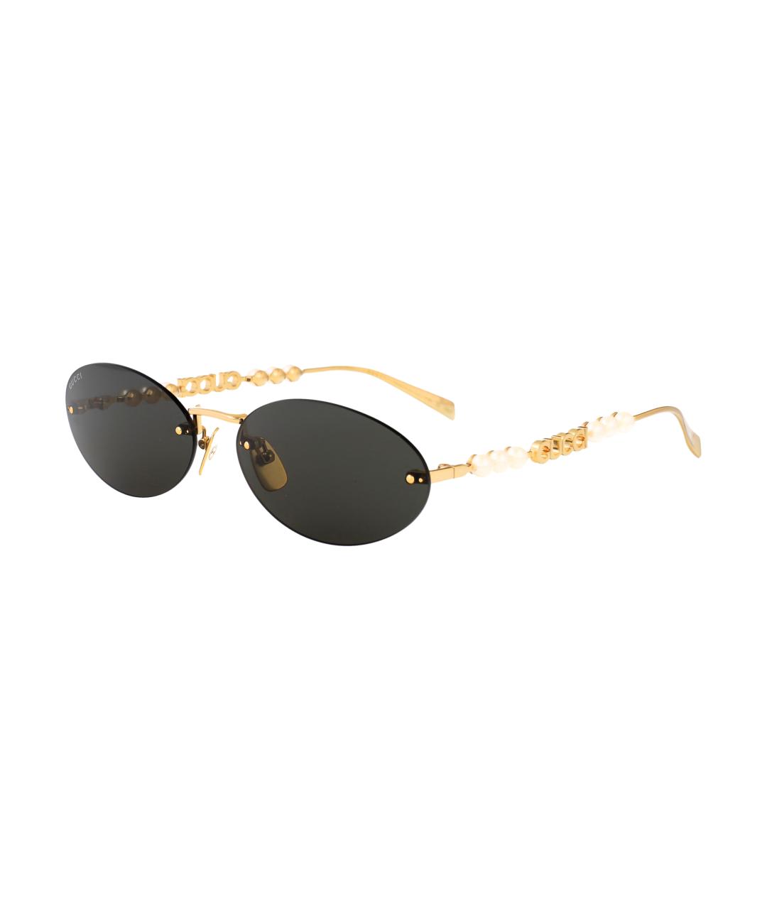 GUCCI Золотые металлические солнцезащитные очки, фото 1