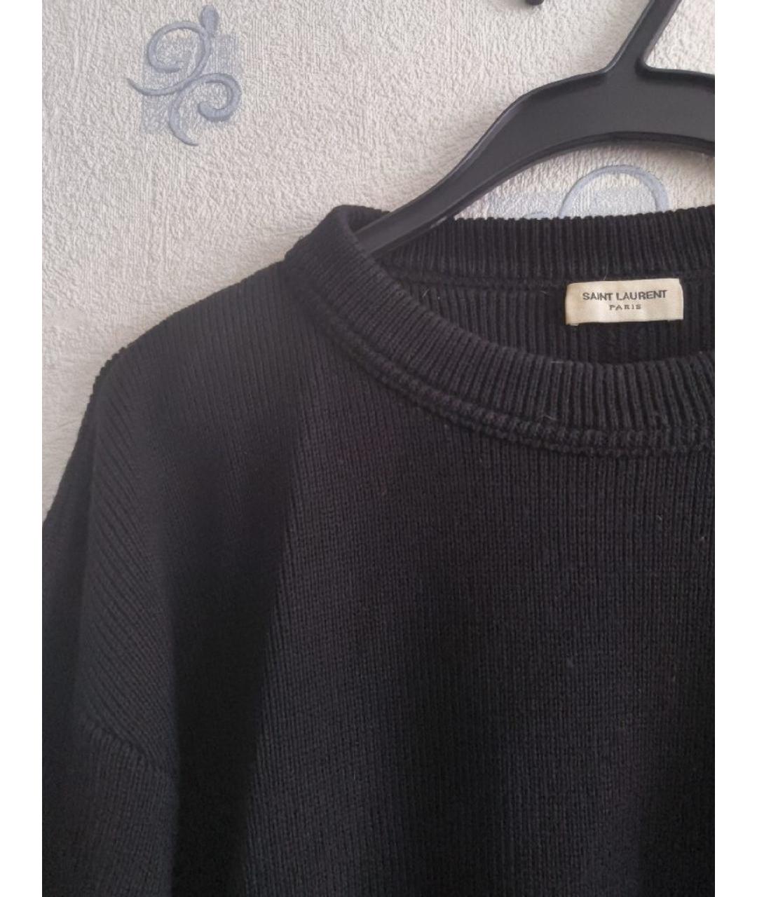 SAINT LAURENT Черный хлопковый джемпер / свитер, фото 3