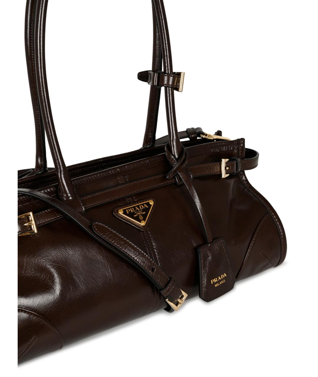 PRADA Коричневая кожаная сумка тоут, фото 8