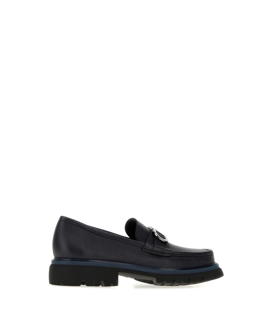 FERRAGAMO Синие кожаные лоферы, фото 3
