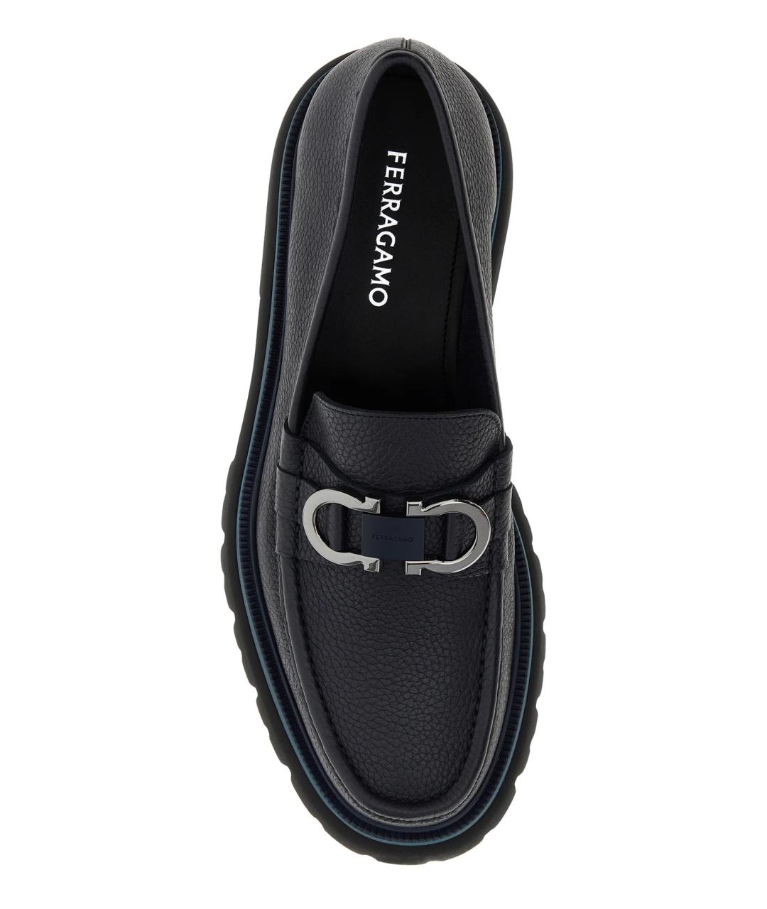 FERRAGAMO Синие кожаные лоферы, фото 4