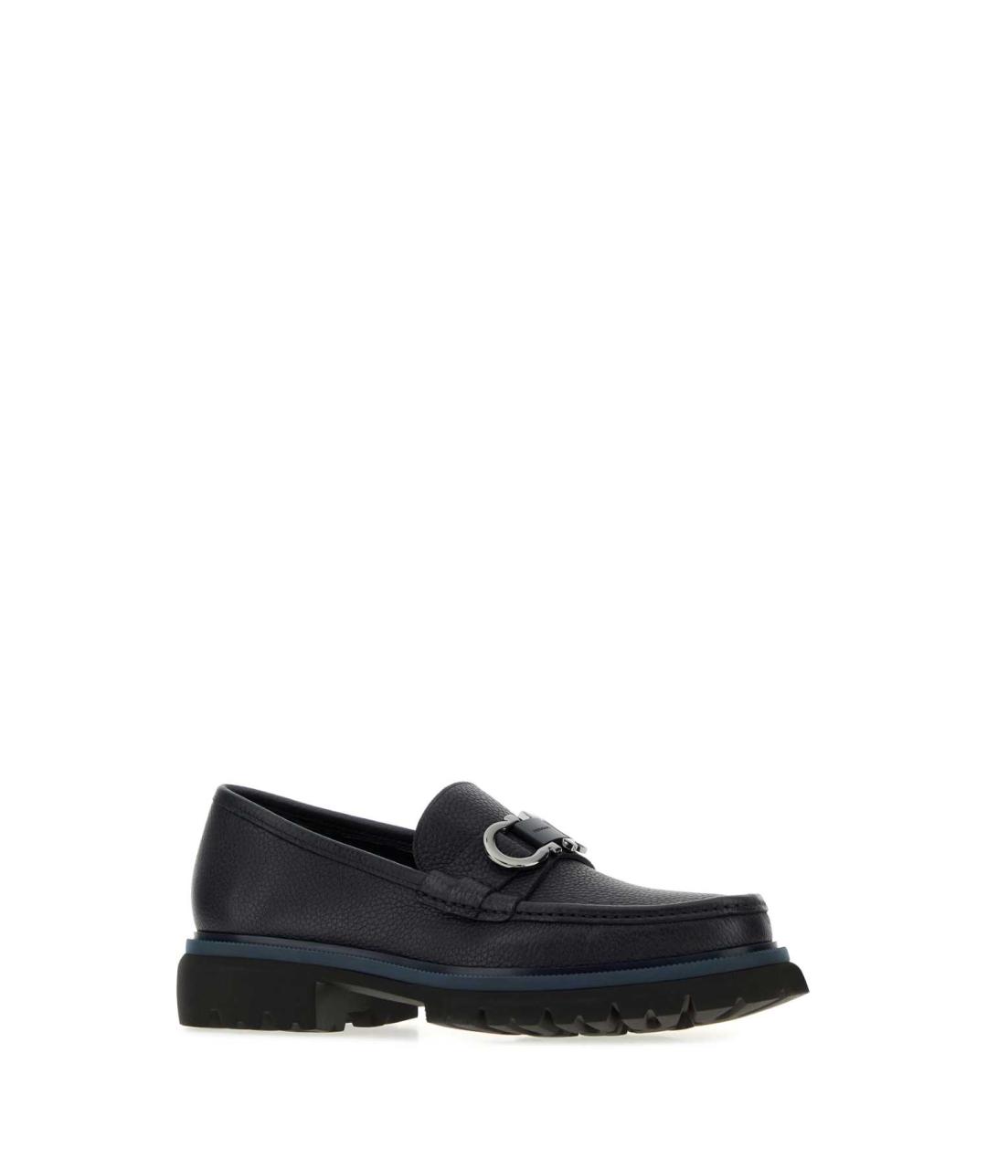 FERRAGAMO Синие кожаные лоферы, фото 2