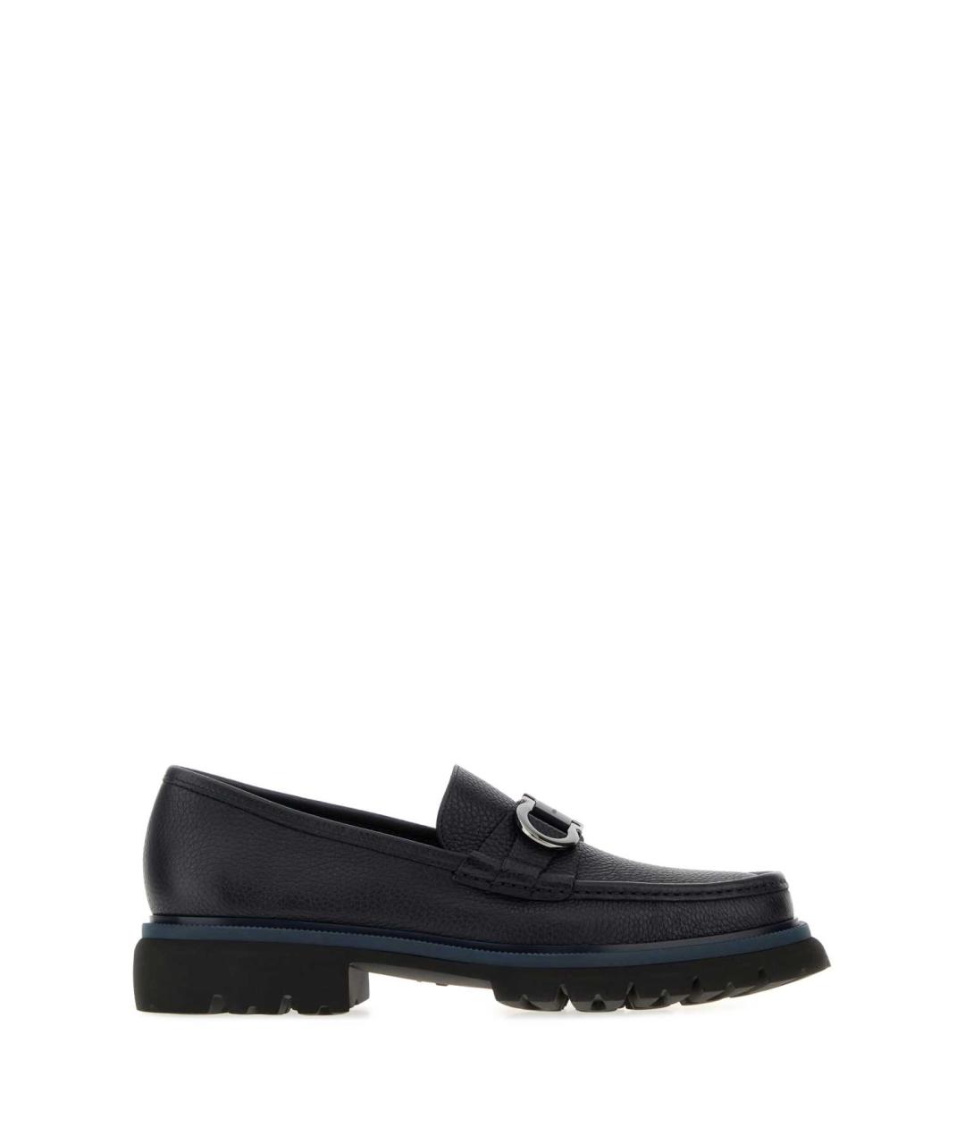 FERRAGAMO Синие кожаные лоферы, фото 1