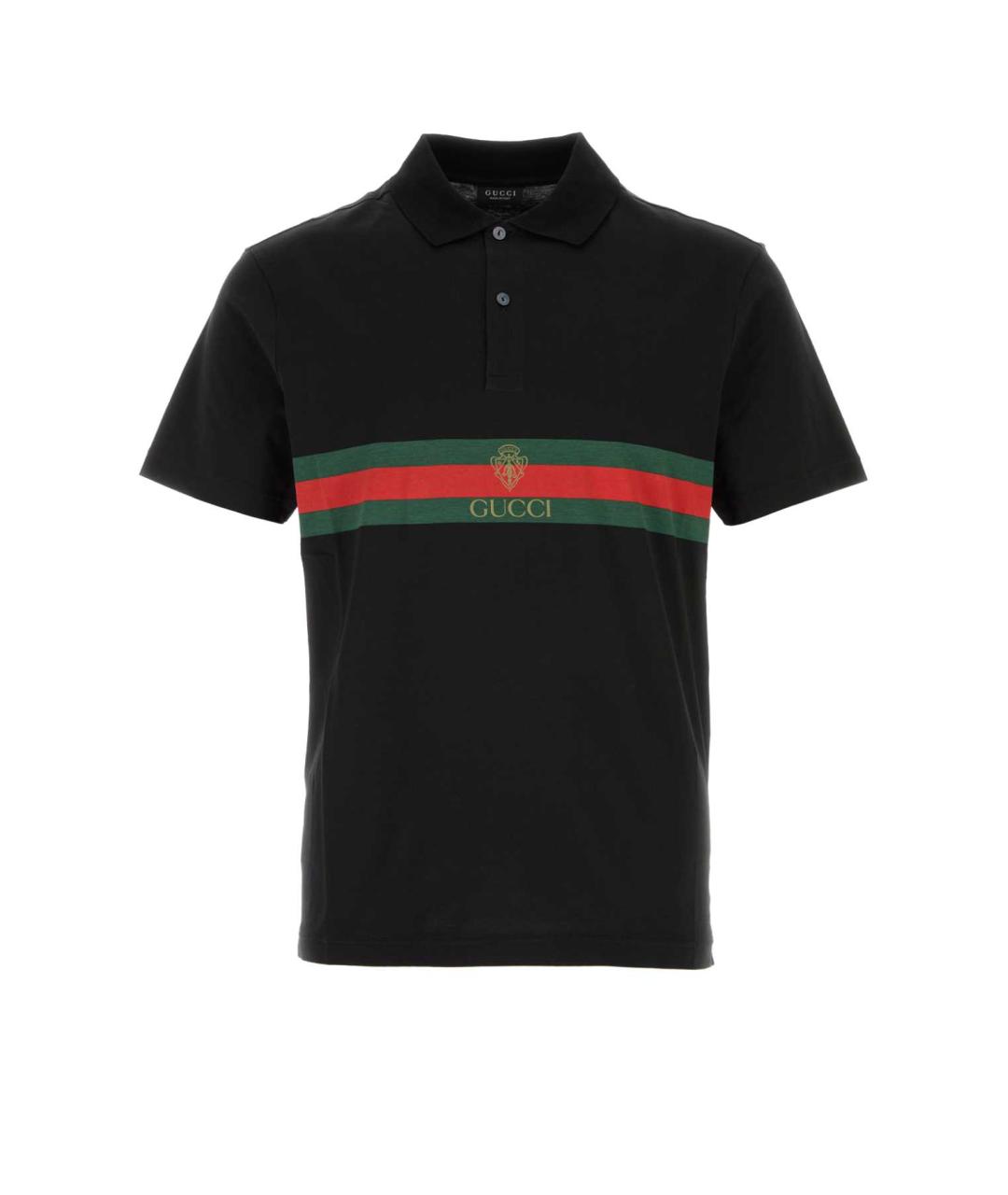 GUCCI Черное хлопковое поло с коротким рукавом, фото 1