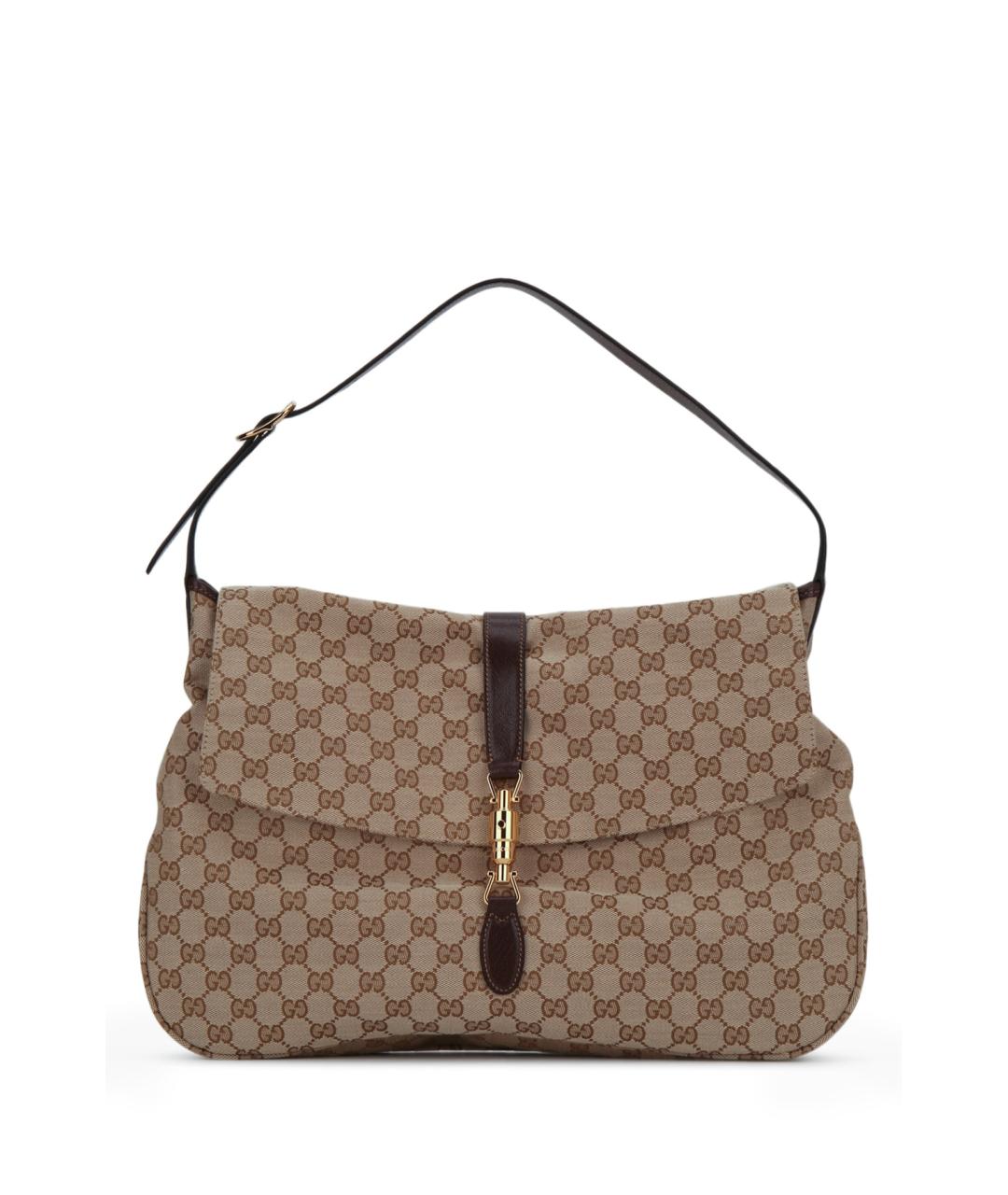 GUCCI Бежевая сумка на плечо из канвы, фото 1