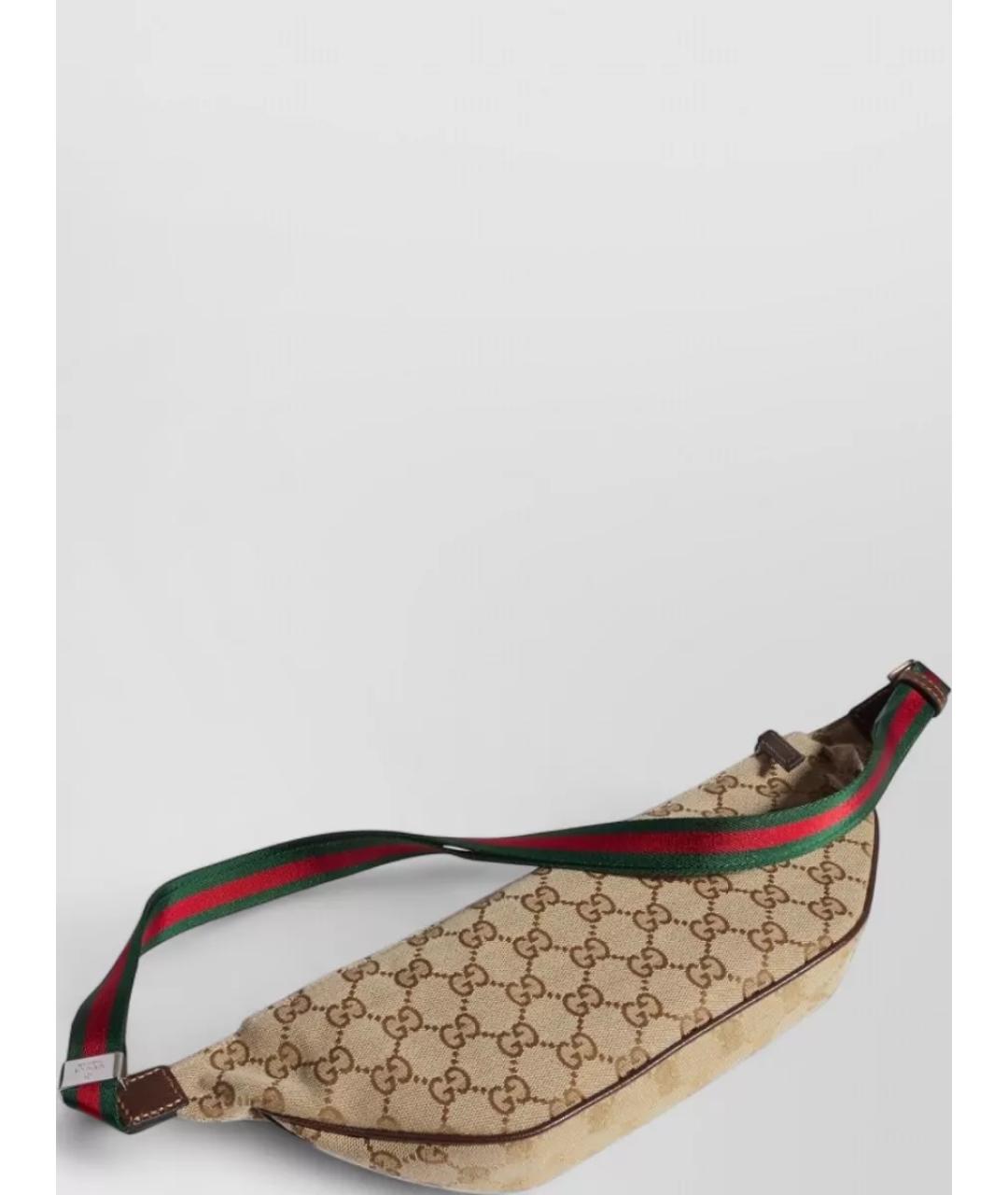 GUCCI Бежевая поясная сумка из канвы, фото 3