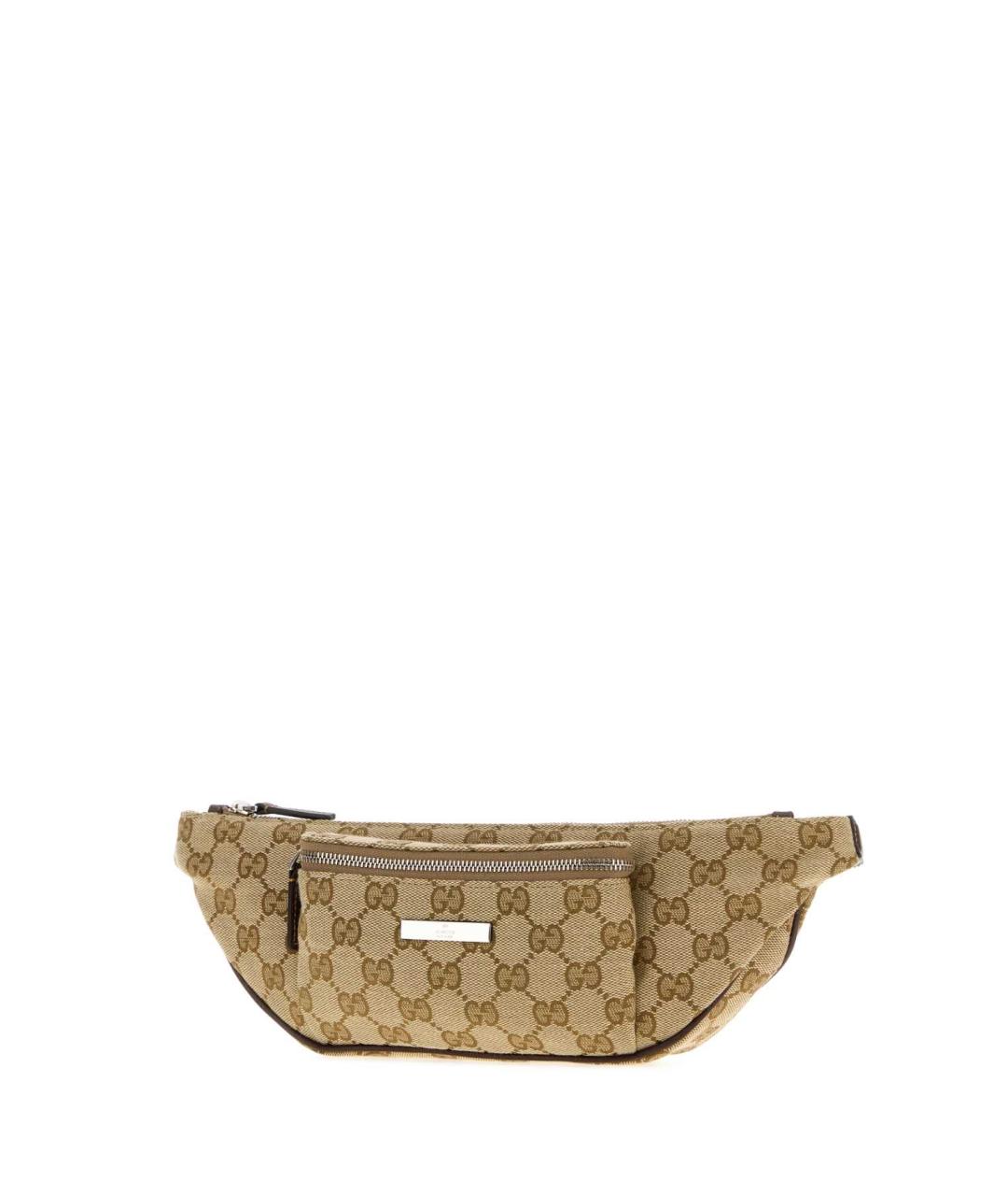 GUCCI Бежевая поясная сумка из канвы, фото 2