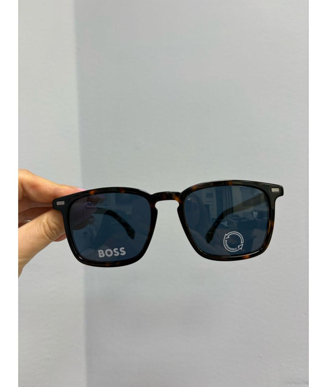 HUGO BOSS Коричневые пластиковые солнцезащитные очки, фото 3