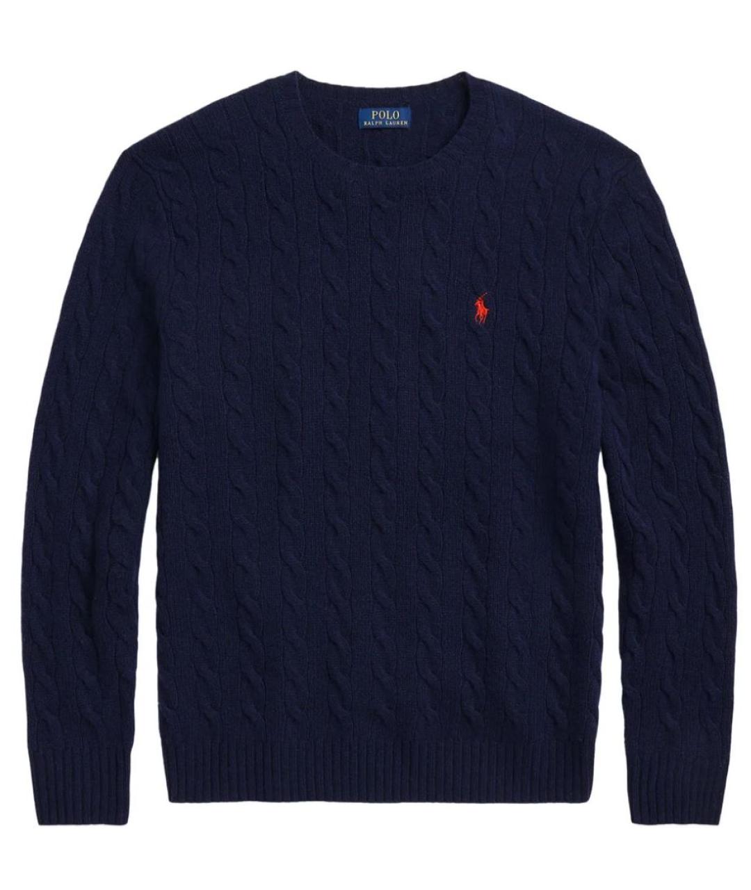 RALPH LAUREN Темно-синий шерстяной джемпер / свитер, фото 1