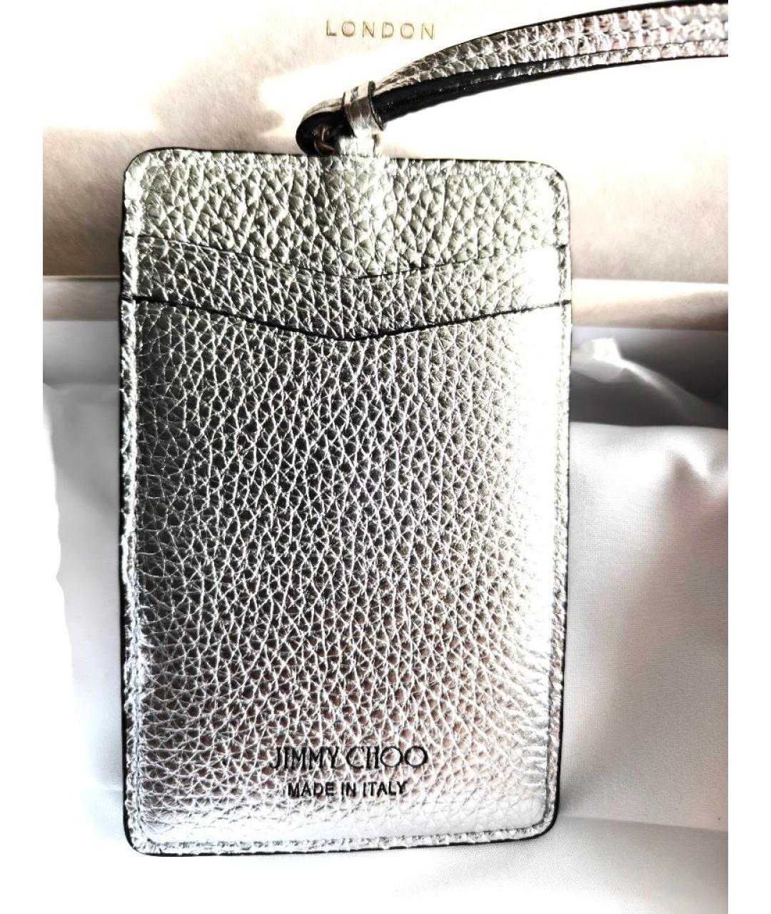 JIMMY CHOO Серебряный кожаный кардхолдер, фото 4