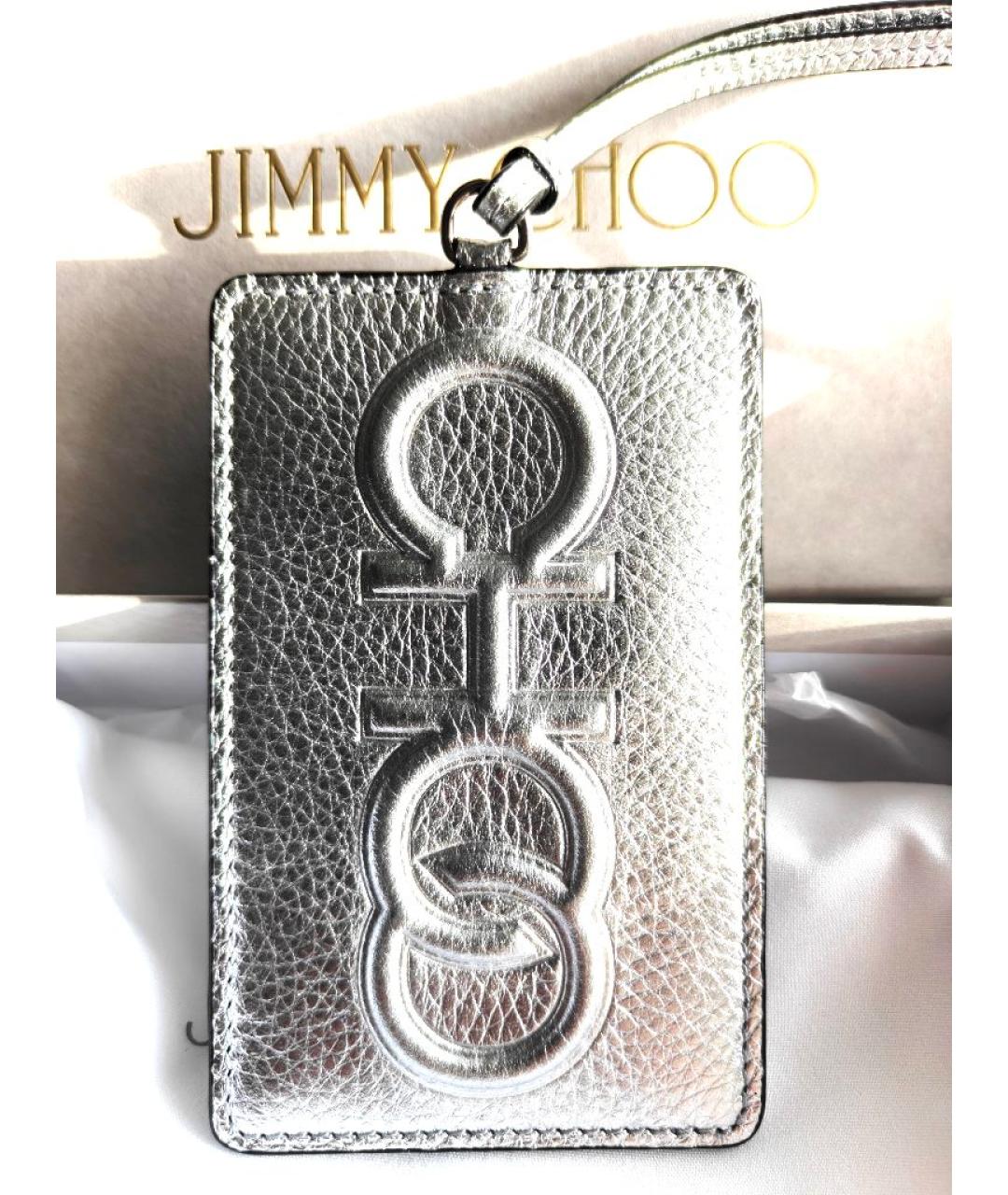 JIMMY CHOO Серебряный кожаный кардхолдер, фото 3