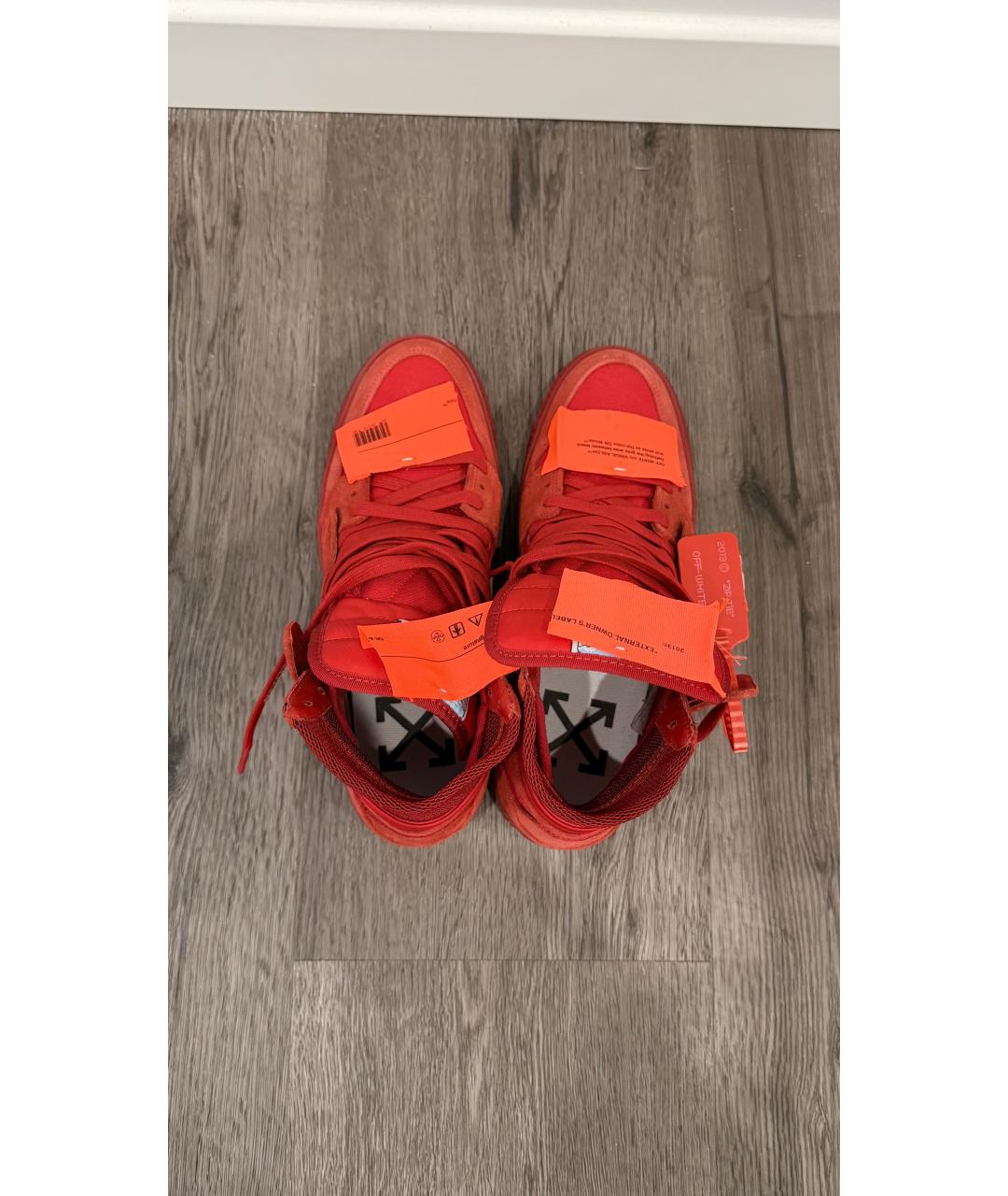OFF-WHITE Красные замшевые высокие кроссовки / кеды, фото 3