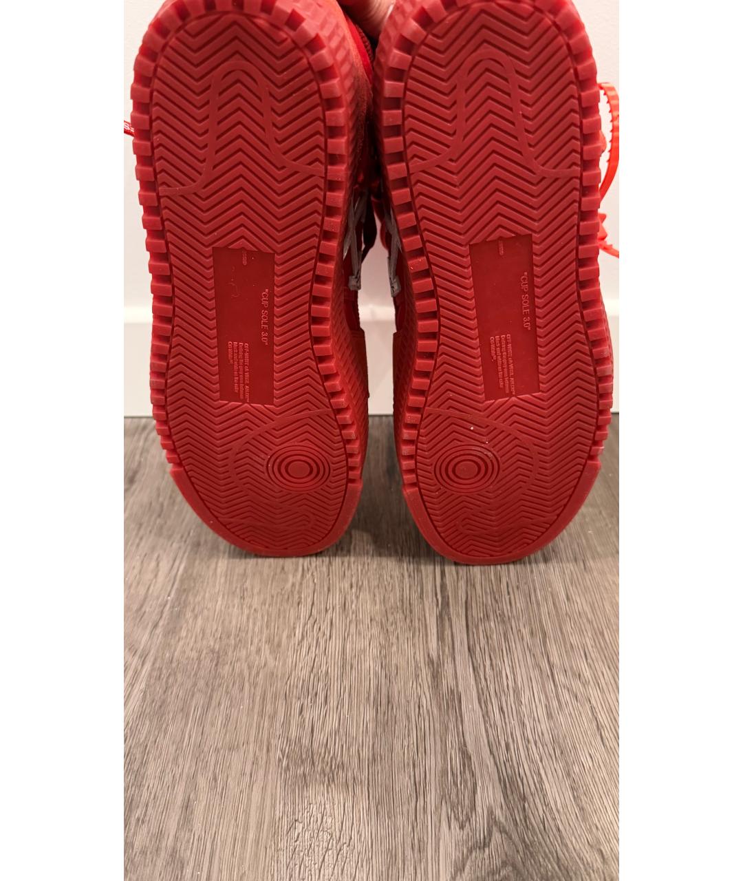 OFF-WHITE Красные замшевые высокие кроссовки / кеды, фото 5